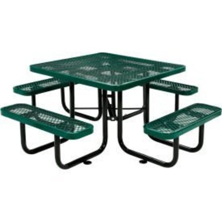 GLOBAL EQUIPMENT 46" Square Outdoor Steel Picnic Table, Expanded Metal, Green 277151GN